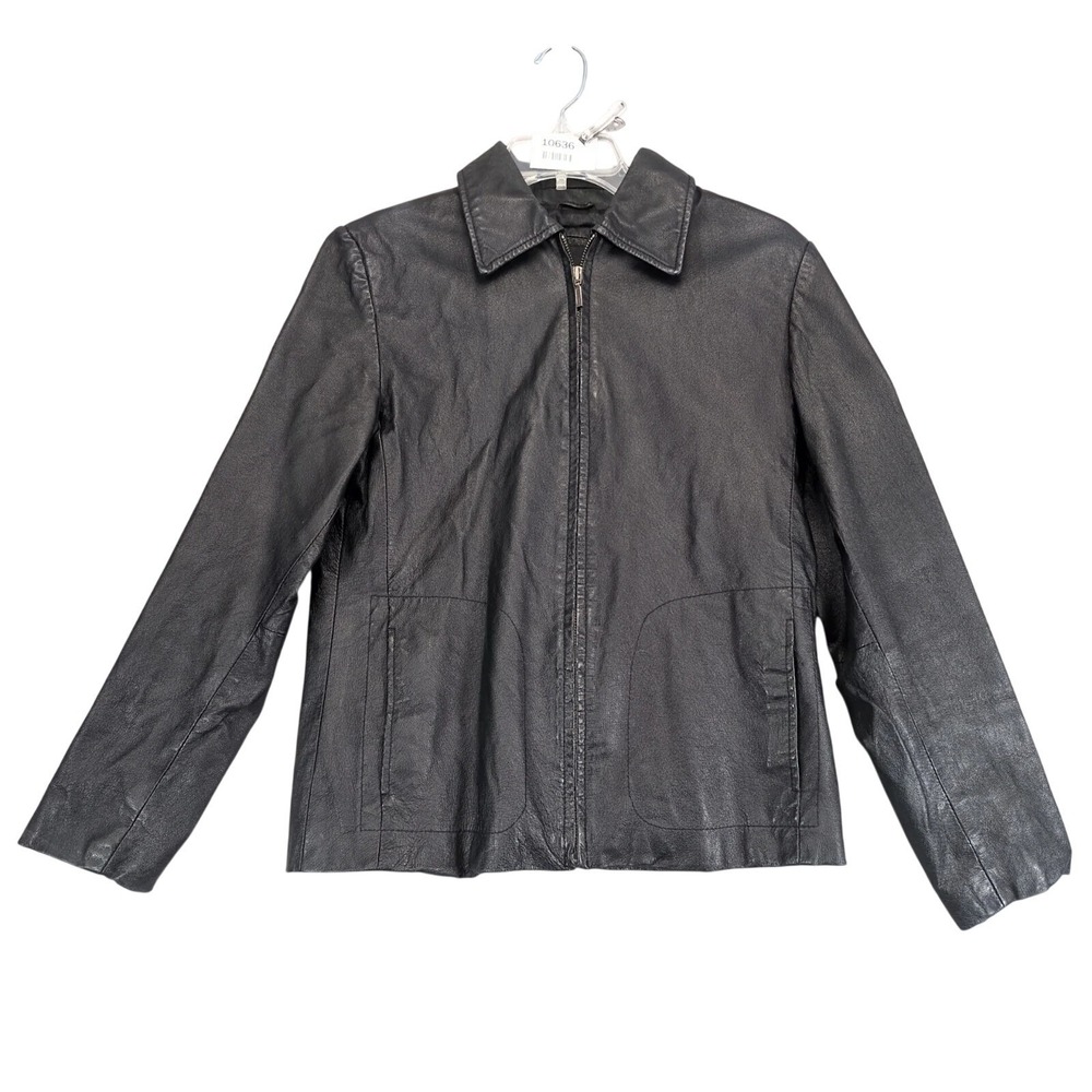 Colebrook & Co Black Genuine Leather Jacket Womens S Full‎ Zip Edgy Moto Rocker